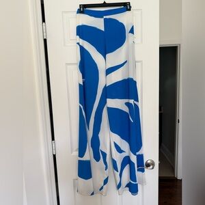 Alice + Olivia Blue and White Wide Leg Pants